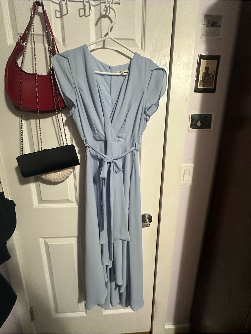 Love Tree Light Blue Wrap Maxi Dress with Tie Waist